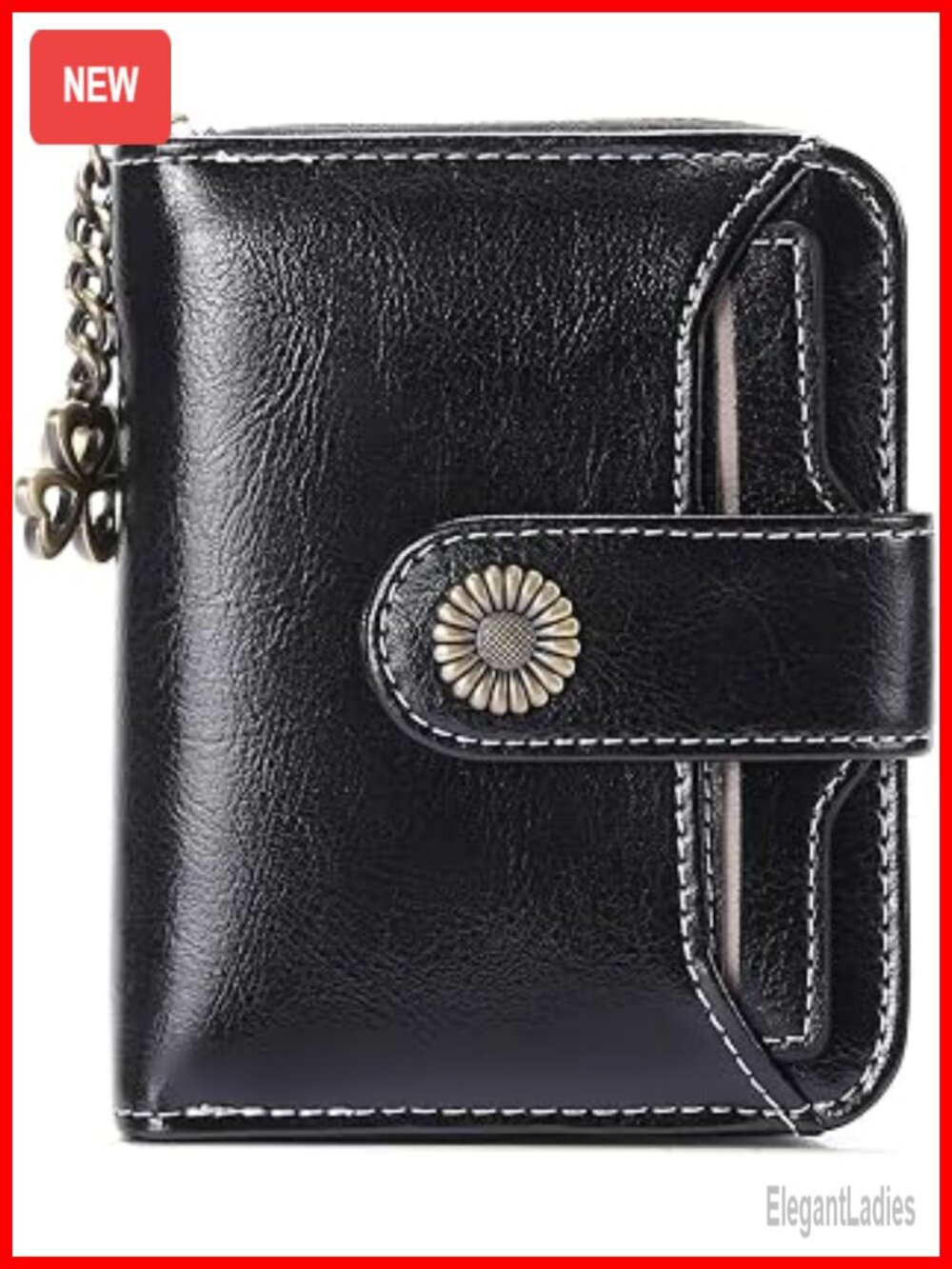 RFID Blocking Vegan Leather Bifold Wallet with Zipper Coin Pocket, 8 Card Slots
